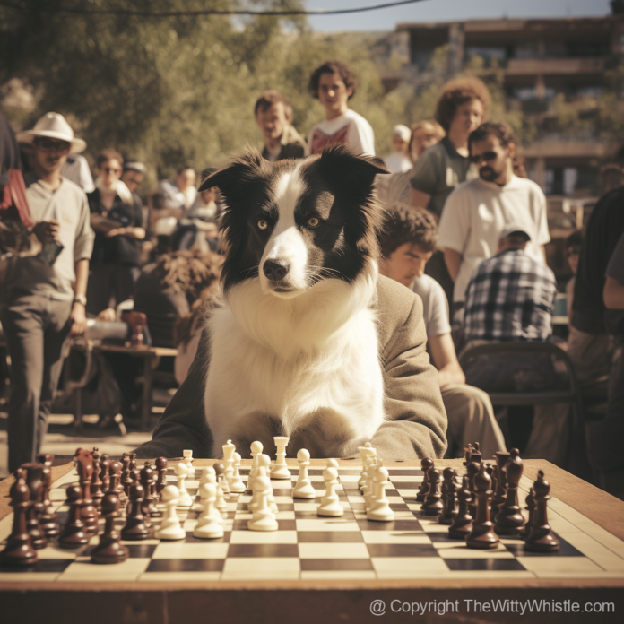 Checkmate the Border Collie practicing with his owner